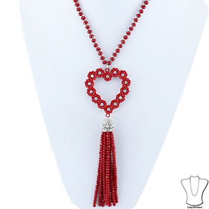Red Bead Tassel Necklace