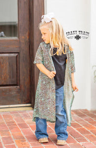 Kids Leather Turquoise Tooled Duster