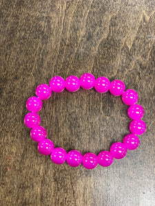 Hot Pink 10mm Bead Bracelet