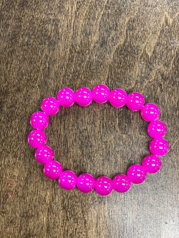 Hot Pink 10mm Bead Bracelet