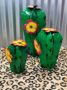 3pc Floral Metal Cactus