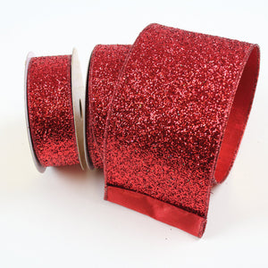 4" Red Glitter Ribbon 10yds