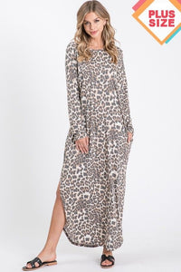 Long Sleeve Leopard Maxi Dress