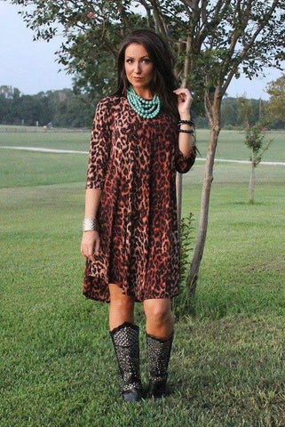 Leopard 3/4 Length Sleeve Dress