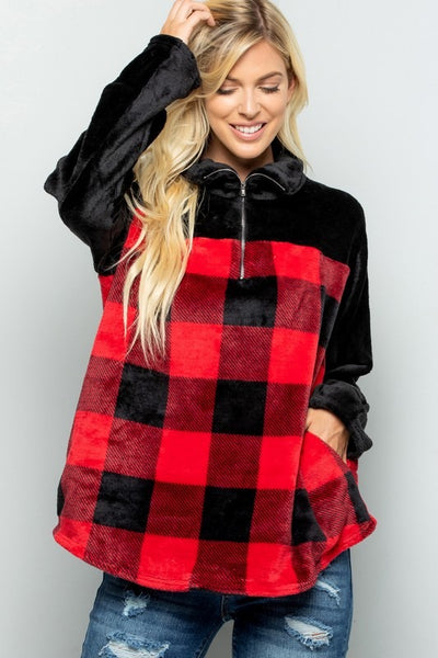 Plaid Sherpa Pullover