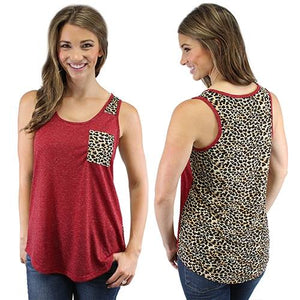 Maroon Leopard Pocket Tank