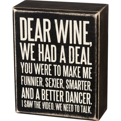 Dear Wine Box Signs