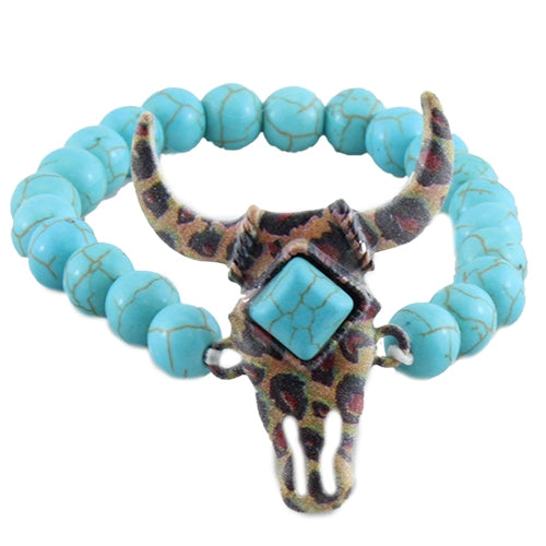 Cow Skull Bead Bracelet
