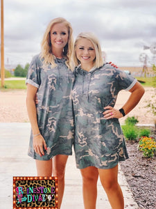 Camo Tshirt Hooded Dress