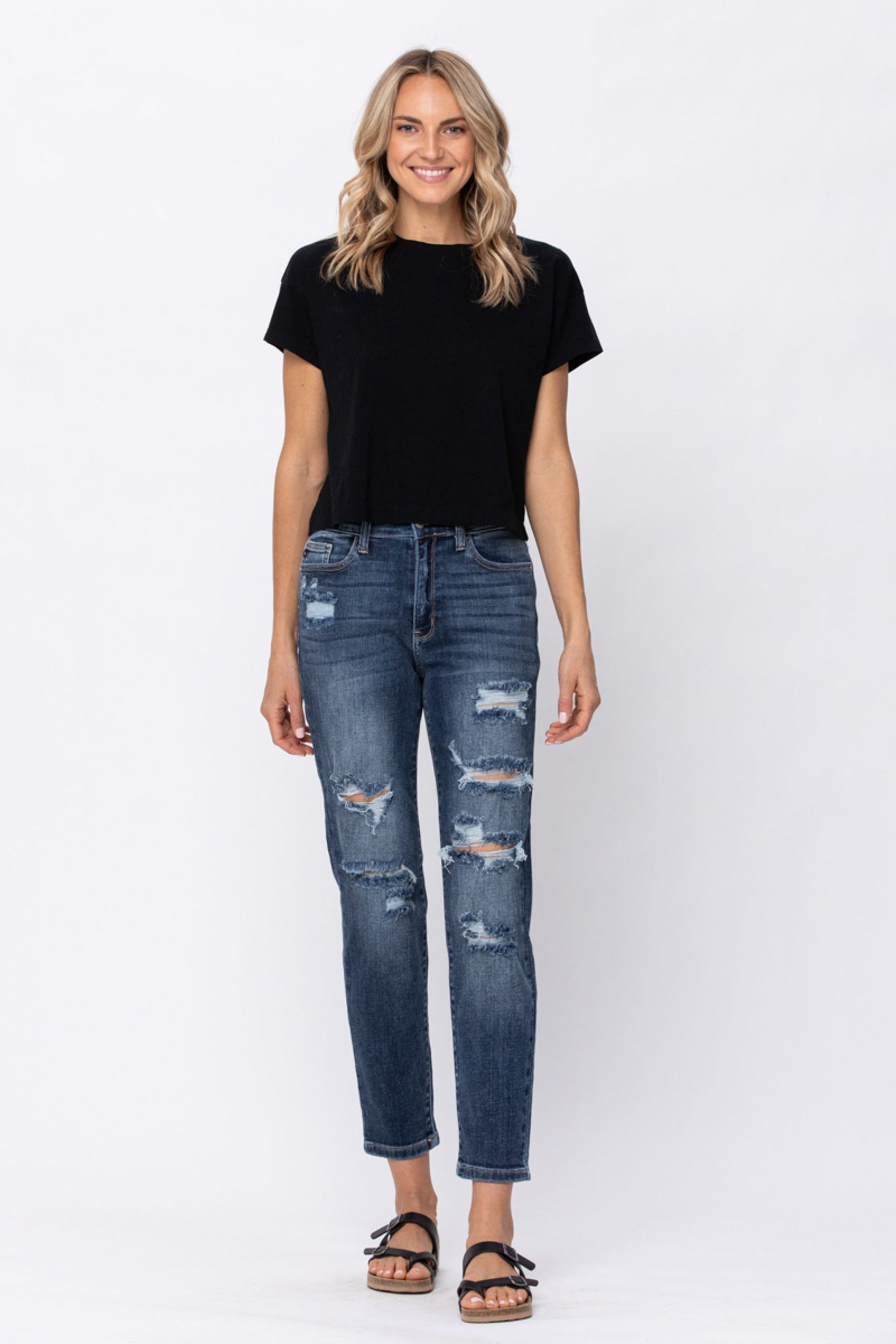 Hi-Rise Distressed Boyfriend 82156J Jean