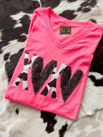 XOXO Cow Print Applique Shirt