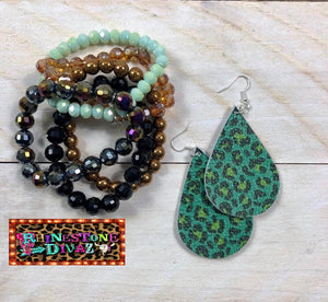 St Patty Green Leopard Earrings
