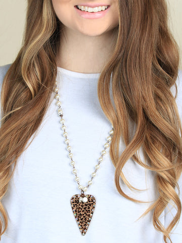 Leopard Studded Heart Necklace