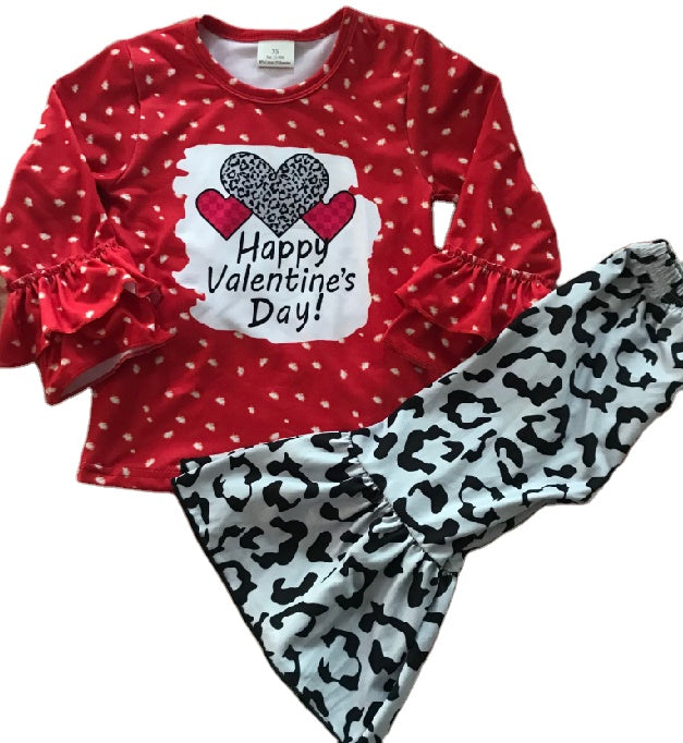 Girls Bleached Leopard Valentine Set