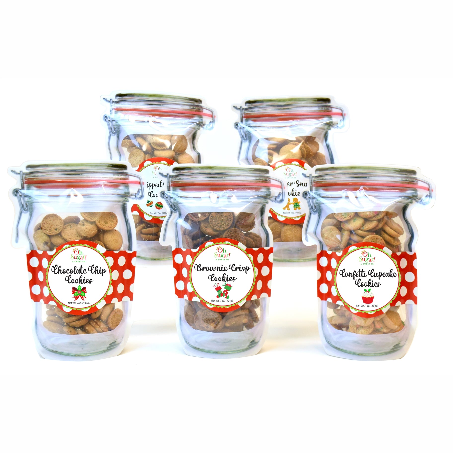 Holiday Assorted Cookie Flavors Mason Jar Pouches