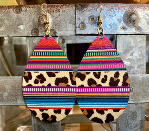 Bright Serape Leopard Earrings