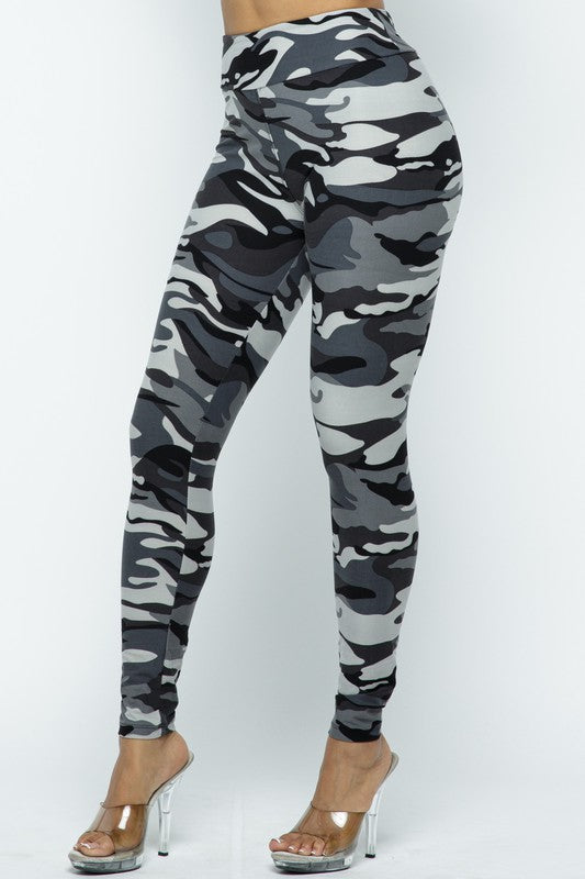 Grey Camo High Waisted Leggings