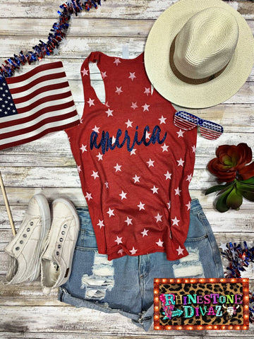 America Glitter Star Tank