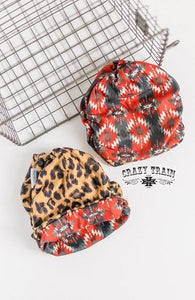 Bandito Leopard/Red Aztec Bun Beanie