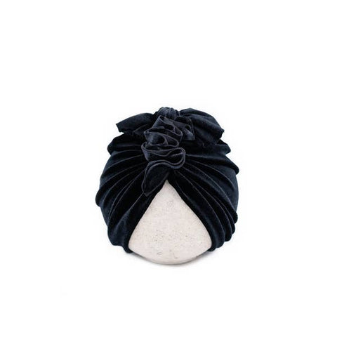 Black Velvet Vintage Head Wrap Cap