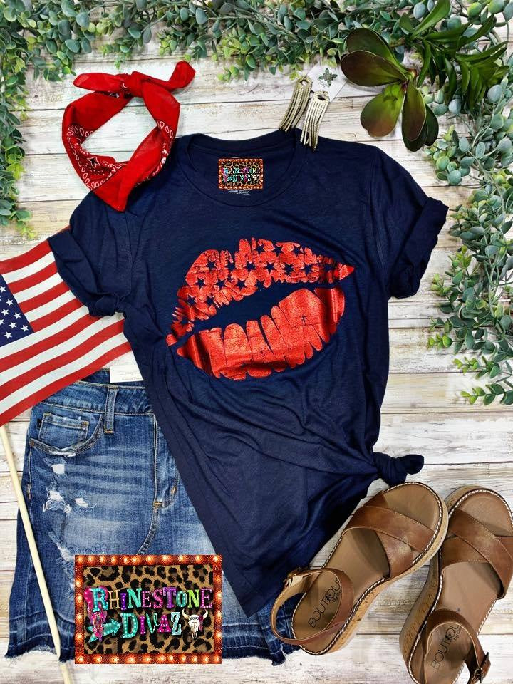 Red Foil Lips Tee