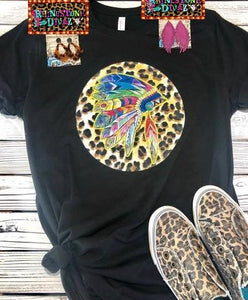 Leopard Indian Headdress Tee