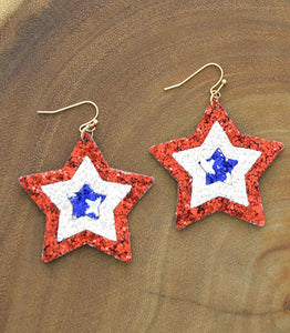 Red Glitter Star Earrings