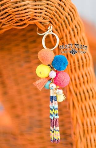 Horse Of Different Color Pomp/Bead Keychain