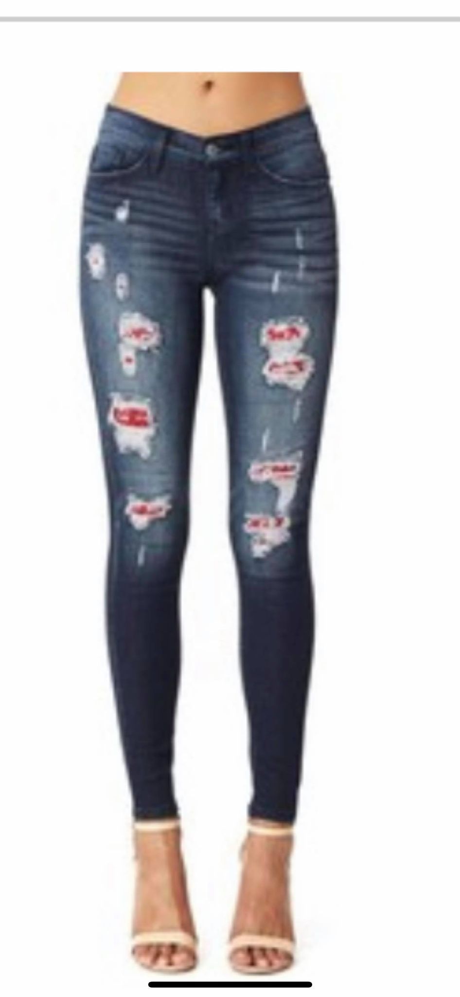 JB8269 Distressed Bandana Skinny Jean