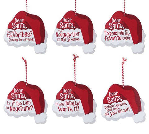 Wood Santa Hat Ornaments