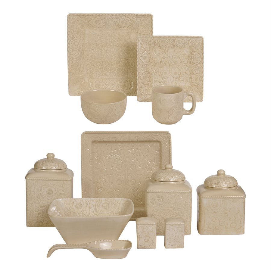 Savannah Cream 24-PC Dinnerware and Canister Set