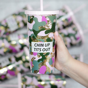 Chin Up Tits Out Glitter Tumbler
