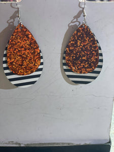 Double Layer Orange Glitter Earring