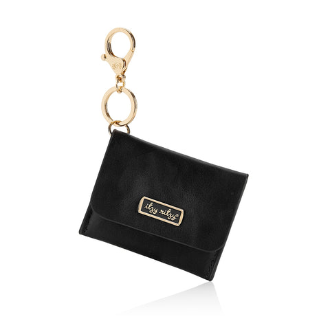 Black Itzy Mini Wallet™ Card Holder & Key Chain Charm