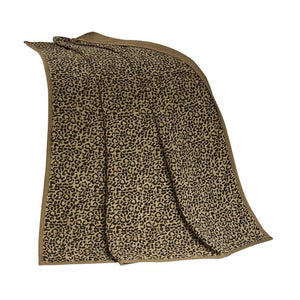 SAN ANGELO TAN LEOPARD CHENILLE THROW BLANKET