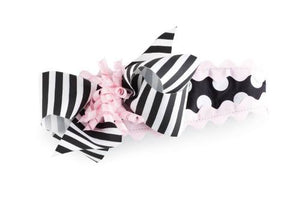 Black/Polka Dot Stretch Bow/Band