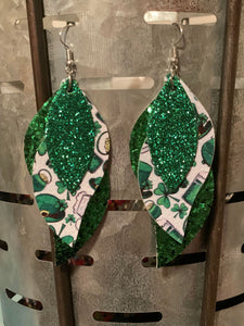 St. Patty Theme Double Glitter Layer Earrings
