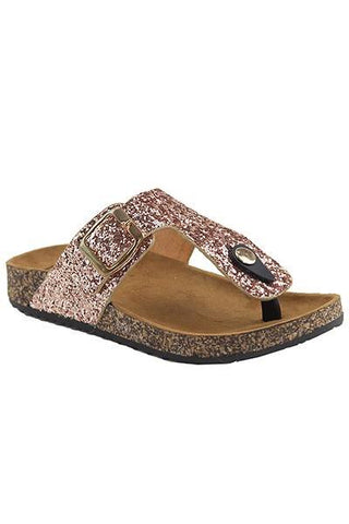 Gold Glitter Birk Style Sandal