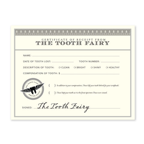 Tooth Fairy Receipt Notecard Set