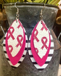 Breast Cancer Awareness Layered Earrings