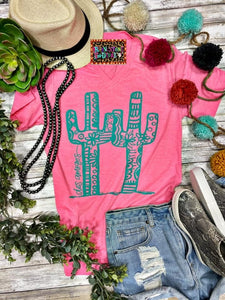 Pink Dos Amigos Cactus Tee