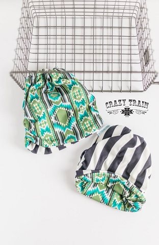 Bandito Striped/Olive Aztec Bun Beanie