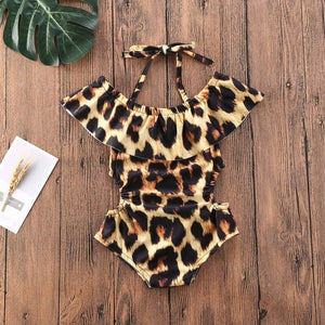 Girls Leopard Halter Swimsuit