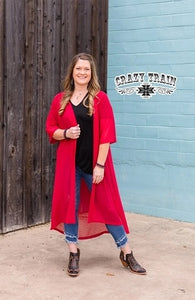 Short Round Duster-Red