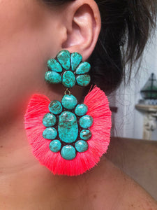 The Roan Earrings-Neon Coral