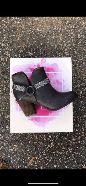 Rhinestone strap bootie