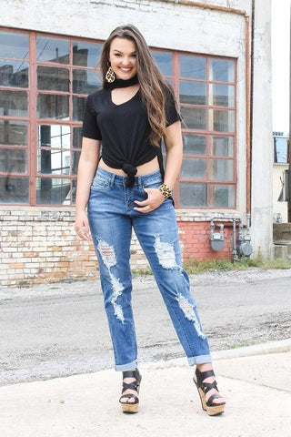 17072 Dark Distressed Capri/Jean