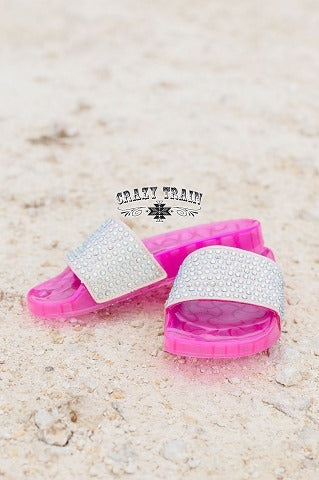 Cinderella Pink Jelly Rhinestone Slides