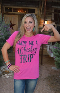 Pink Take Me On A Whiskey Trip Tee