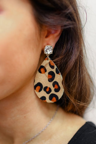 Brown Leopard Rhinestone Earring
